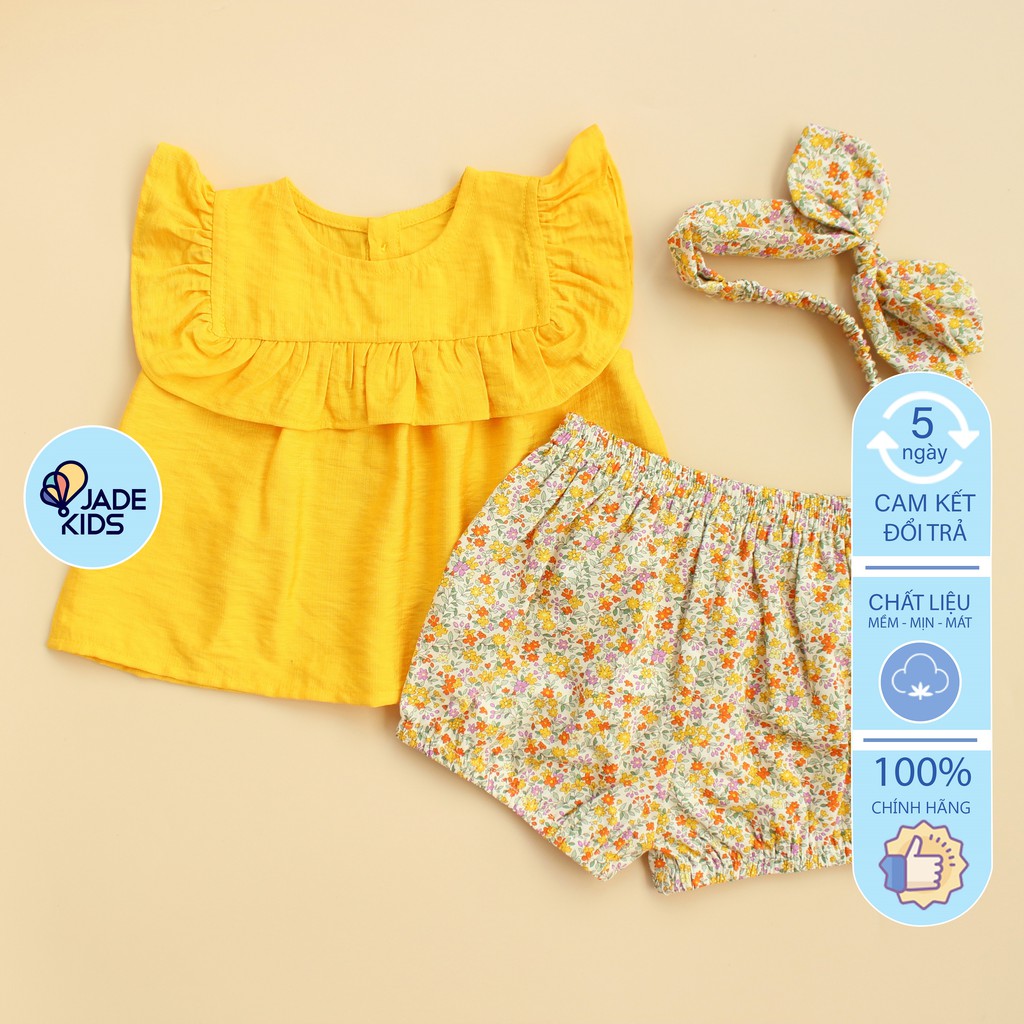 Đồ bộ cho bé gái JADEKIDS | Đồ bộ cho bé gái chất đũi tằm mềm mịn, nhẹ mát tặng kèm tuban có size cho bé từ 5kg tới 17kg