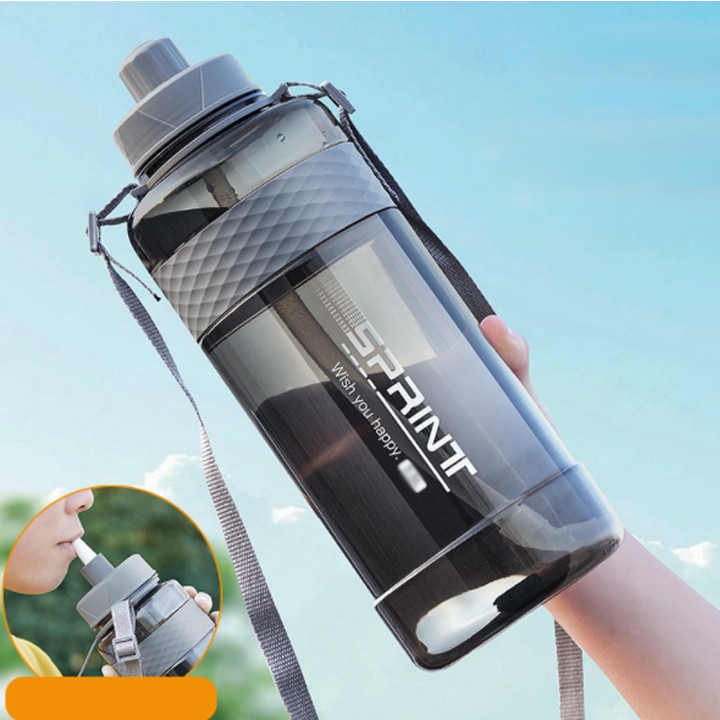 Bình Đựng Nước 1000ML Phong Cách Thể Thao Có Ống Hút và Dây Đeo Tiện Lợi Phù hợp mang Đi Làm Đi Học Đi Chơi