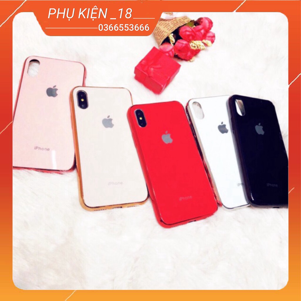 Ốp điện thoại kính cường lực viền dẻo cùng màu với lưng máy Iphone6/7/8/X/Xs/Xr/XsMax