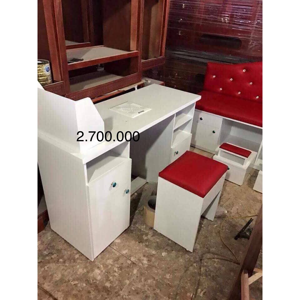 Bàn Nail quạt hút, kệ sơn, đôn