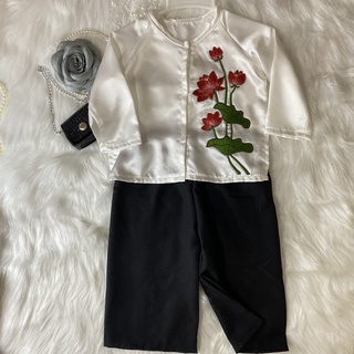 Bộ đồ bà ba bé gái thêu hoa hồng hoa sen 8-23kg Angel Baby Thời Trang Thiết Kế