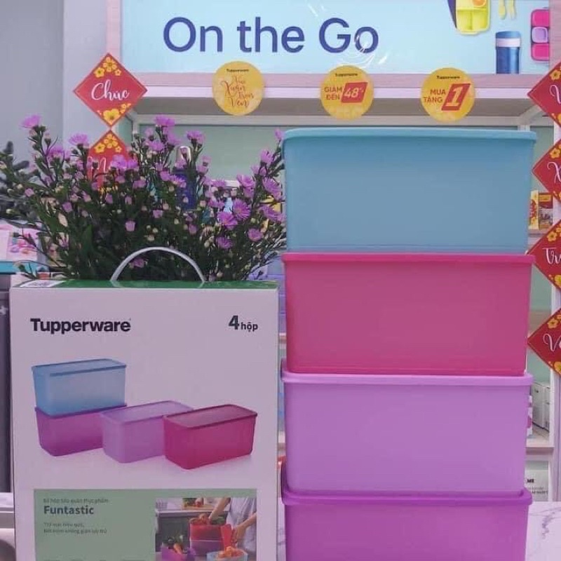 Set 4 hộp ngăn mát Tupperware Funtastic - Hàng chính hãng Tupperware phân phối tại Việt Nam