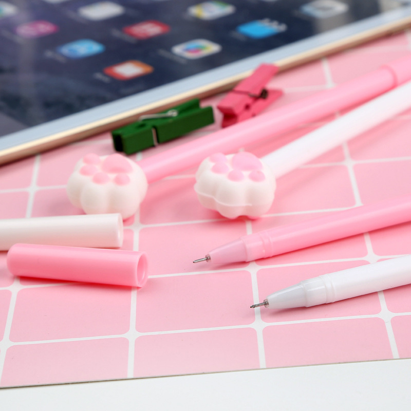1 Bút Bi Mực Đen Ngòi 0.5mm Hình Dấu Chân Mèo Dễ Thương