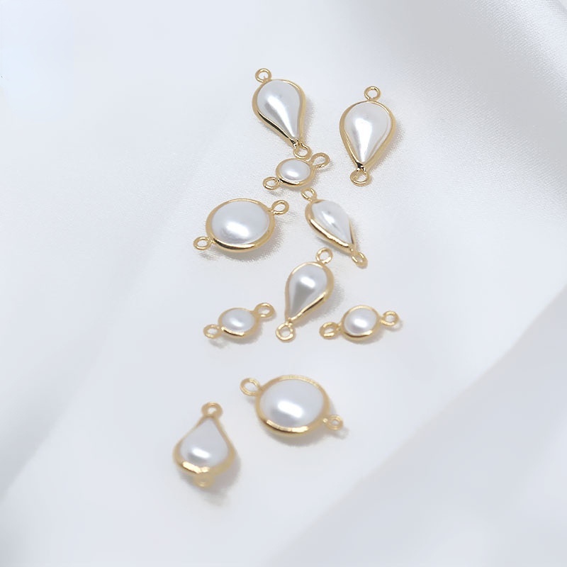 Mặt Dây Chuyền Hình Tròn Bằng Đồng 14K Đính Ngọc Trai Giả diy Dùng Làm Trang Sức Thủ Công