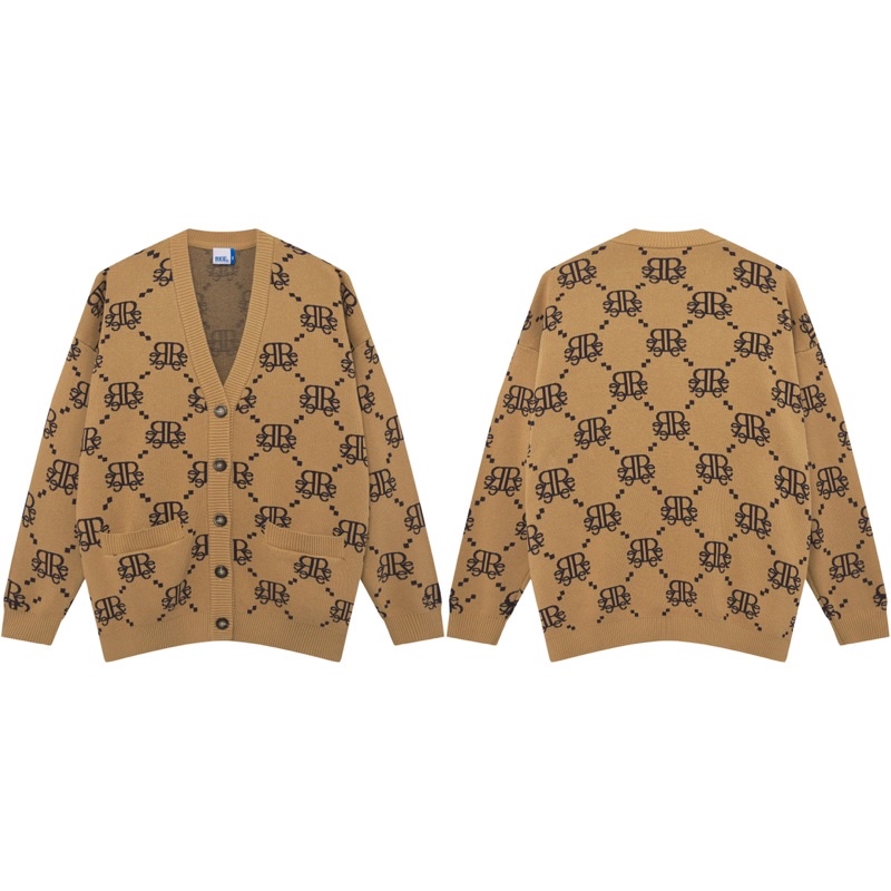 LOCAL BRAND REE - ÁO CARDIGAN LEN DIAMOND MONOGRAM MÀU NÂU