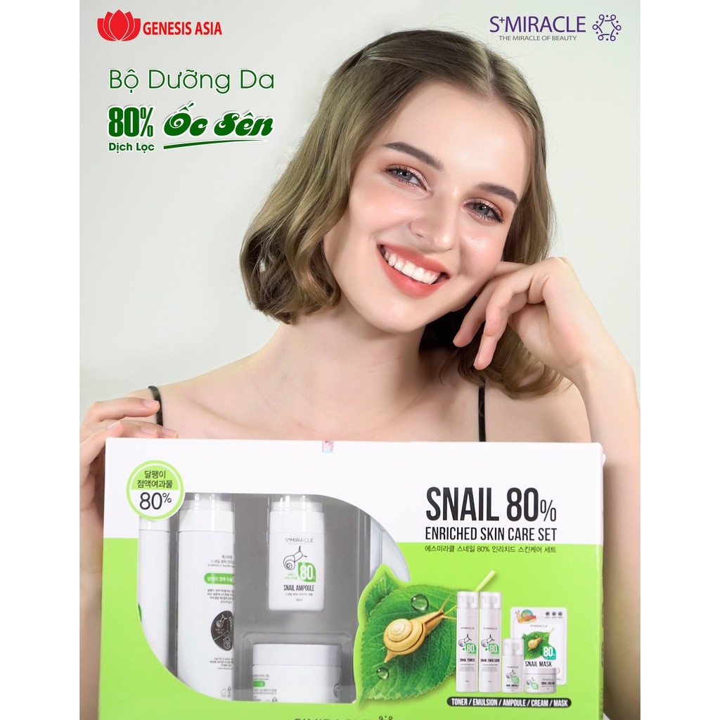 Bộ sản phẩm Tái Tạo và Dưỡng Trắng Da Ốc Sên S+Miracle Hàn Quốc chính hãng