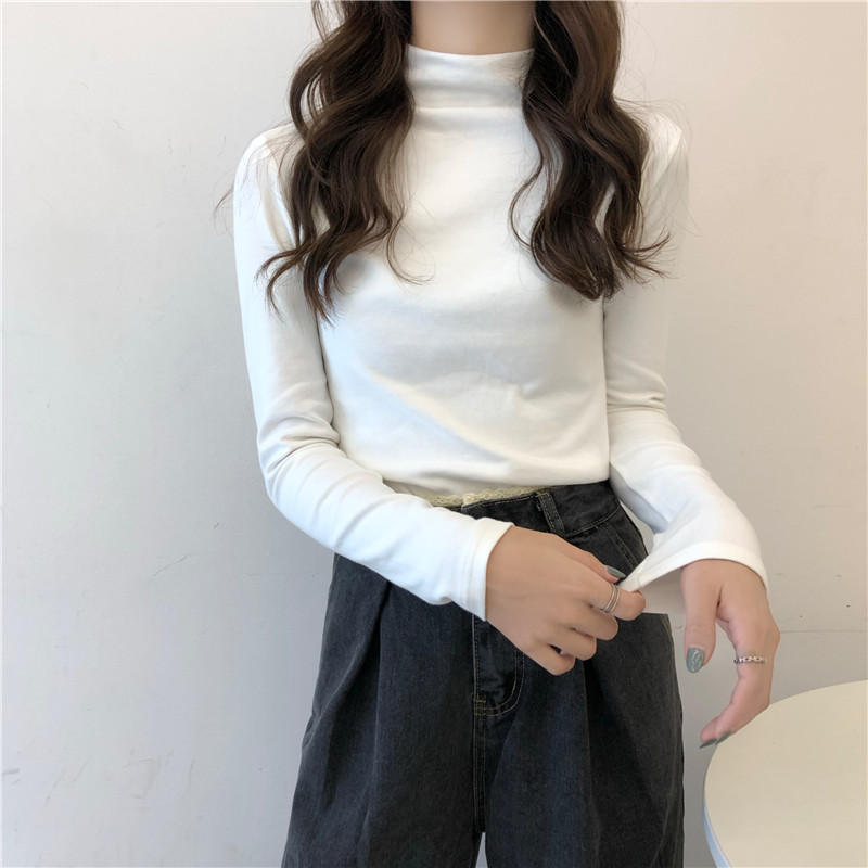 SUXI Áo thun tay dài cổ cao thời trang mùa thu