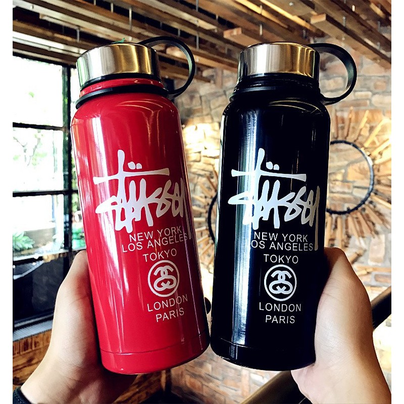 🌟 Stussy cup sports bottle mug large capacity men and women fashion outdoor portable vacuum stainless steel cup