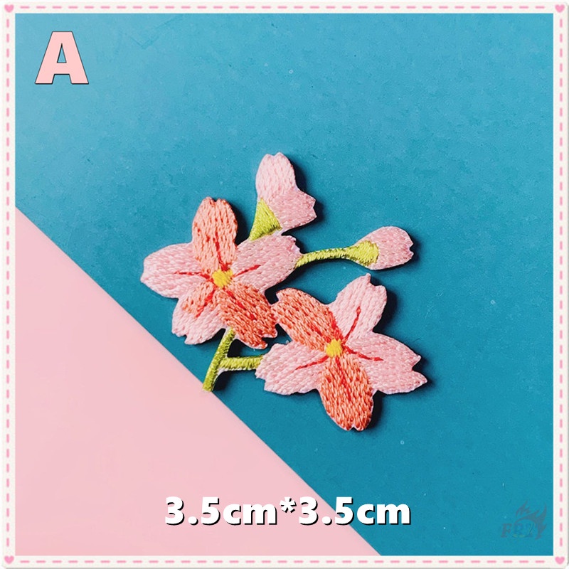 ✿ Sticker Ủi Thêu Hình Hoa Anh Đào Xinh Xắn ✿ 1 Huy Hiệu Cài Áo Hình Hoa Hồng Ngọt Ngào