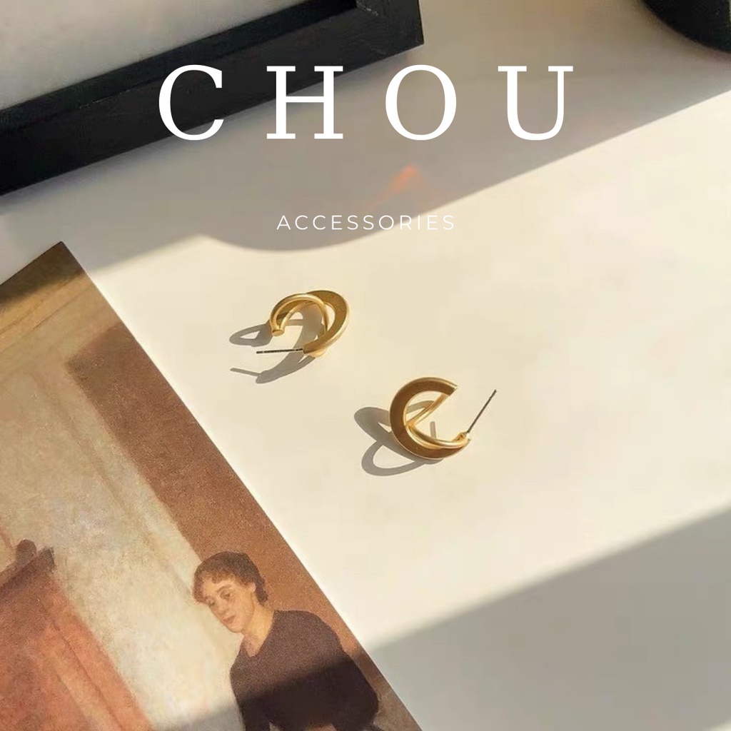 Bông Tai, Khuyên Tai Tròn Chữ X Basic | CHOU ACCESSORIES |