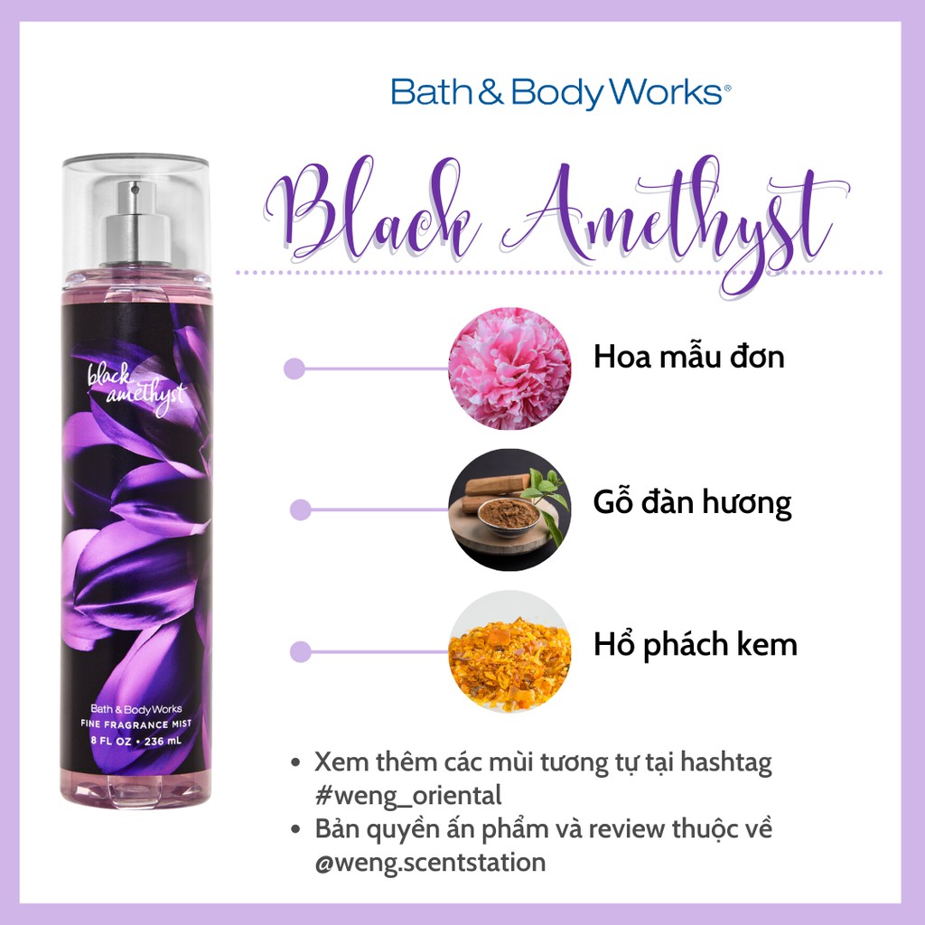 ( MÙI MỚI ) Xịt thơm toàn thân Bath &amp; Body Works mùi Black Amethyst