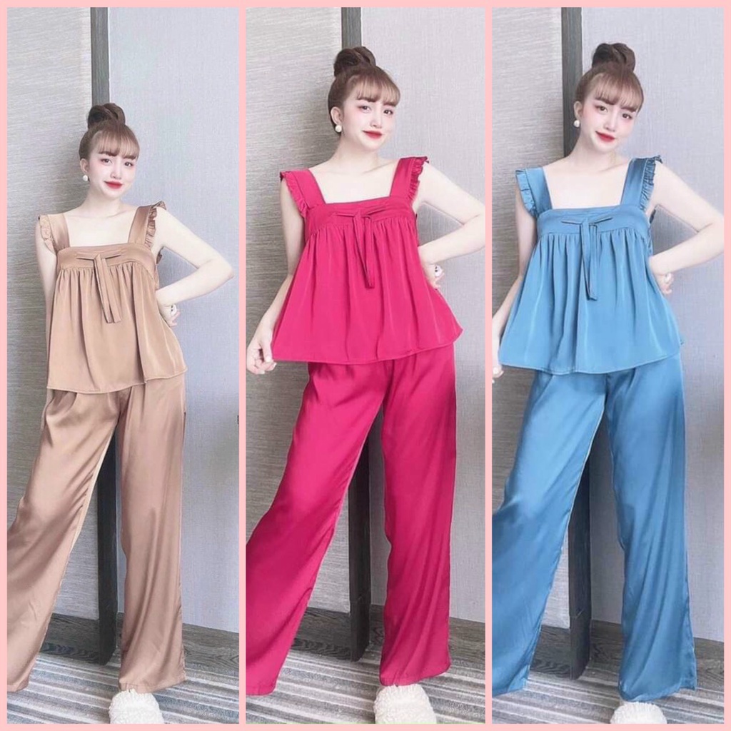 🍀🍀Siêu Phẩm🍀🍀 Bảng cánh tiên quần dài lụa satin freesize 58kg