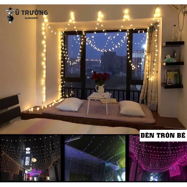 Đèn LED trang trí dây bóng tròn vàng ấm không nháy dùng pin tiện lợi, dùng đi du lịch cắm trại dã ngoại tiện lợi-DCP7