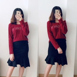 Áo thu đông tay dài xẻ bên