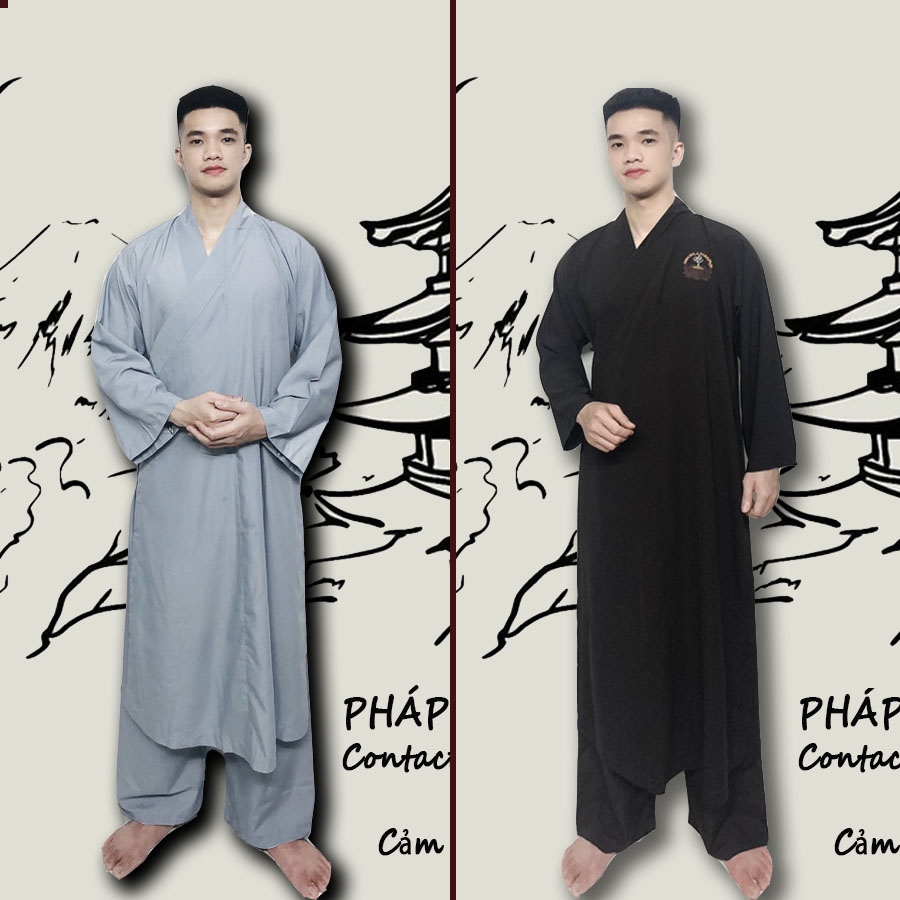 bộ đi lễ cho nam, đồ đi chùa cho nam, mẫu áo tràng vải đẹp thoáng mát không nhăn - Pháp phục AN LẠC