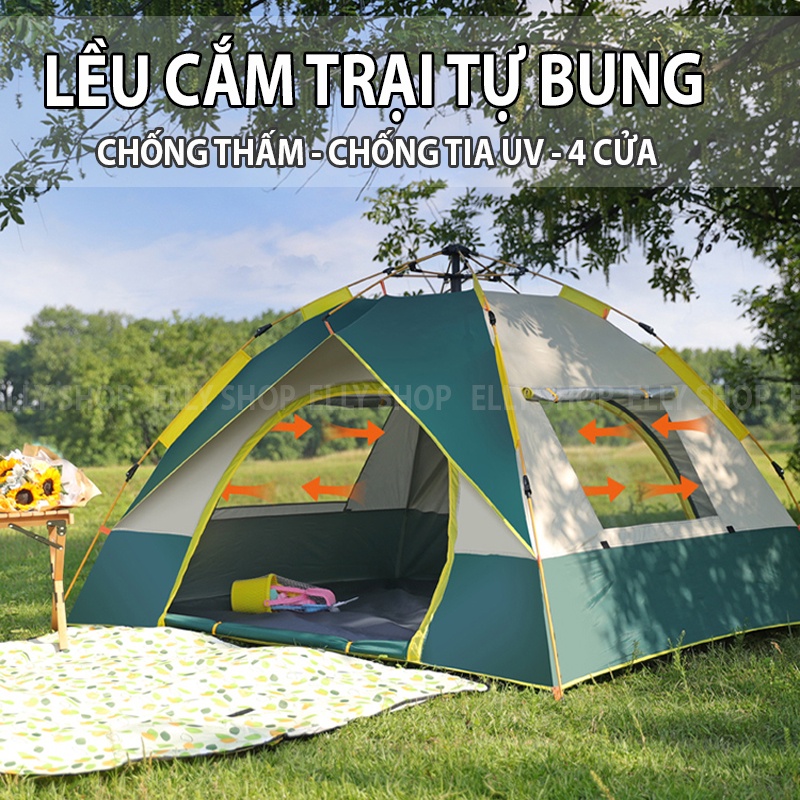 Lều cắm trại dã ngoại đi phượt tự bung du lịch cỡ lớn 4-6 người chống nước chống tia tử ngoại  nhiều kích thước DL