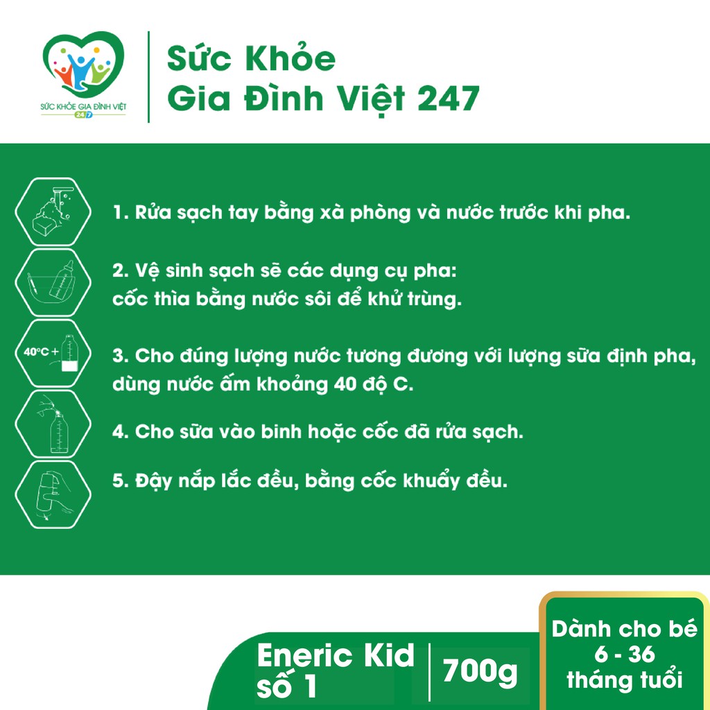 Sữa Eneric Kid số 1 700g - Sản phẩm dinh dưỡng cho trẻ biếng ăn