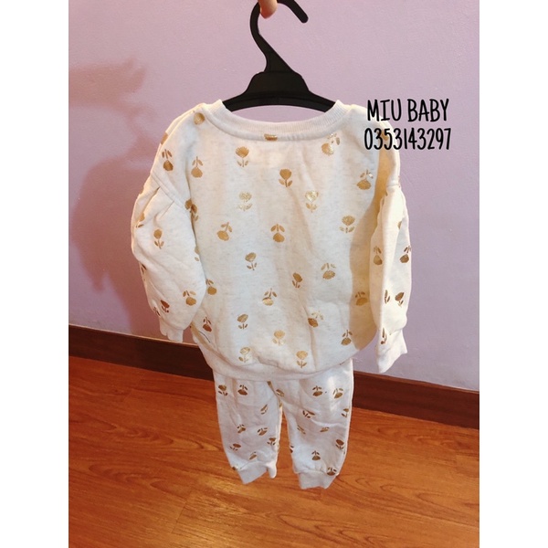 Set bộ nỉ lót bông bé gái 3 màu du xịn