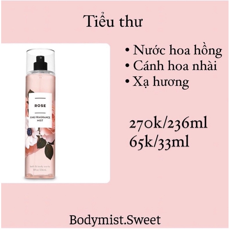 BODYMIST XỊT THƠM TOÀN THÂN CHIẾT 33ml ROSE