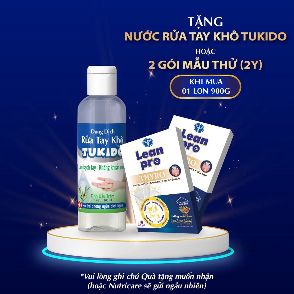 01 lon sữa bột Leanpro Thyro hương việt quất 900g - Dinh dưỡng cho bệnh suy giáp, tuyến giáp sau phẫu thuật