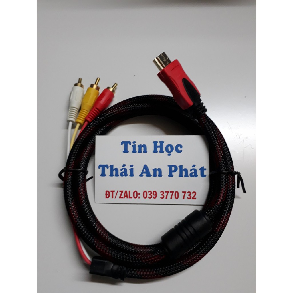 Cáp chuyển HDMI ra 3 AV-RCA,dài 1.5m, dùng cho HDTV, DVD Player, Đầu thu Tivi...