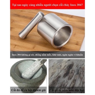 Cối Chày Inox 304 Đế Chống Trượt
