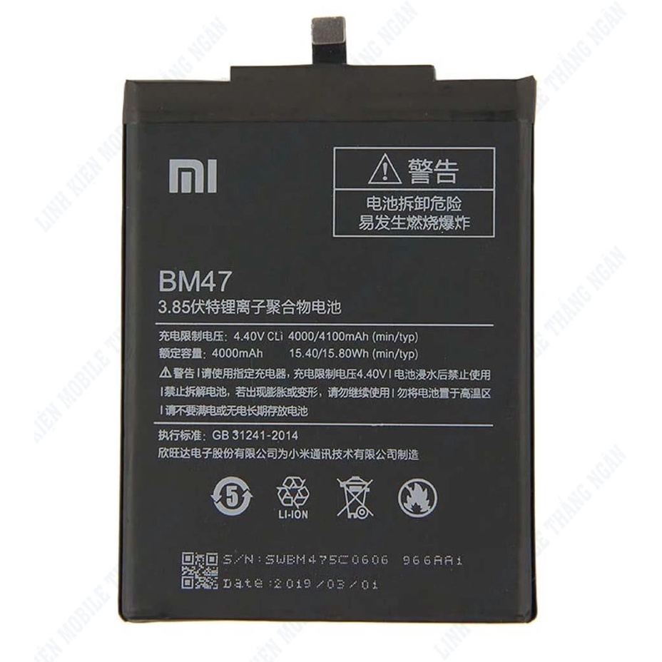 Pin Xiaomi Redmi Note 4X - Xiaomi Redmi 3 - Redmi Note 4X.BM47-4000mAh Zin New Bảo Hành 3 Tháng 1 Đổi 1