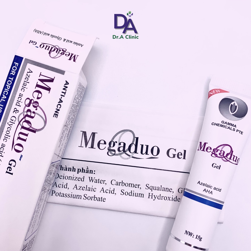 Megaduo Gel Gamma Chính Hãng 15g Chứa Azelaic Acid và AHA chấm mụn ngừa thâm dưỡng sáng da - Dr.A Clinic