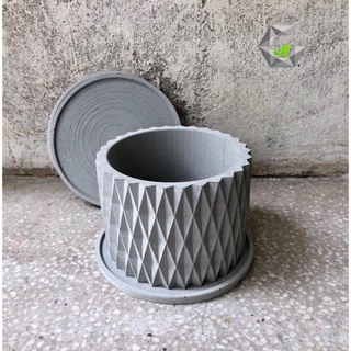 Chậu cây cảnh xi măng mini để bàn decor Cori Origami 11x8cm, trồng cây sen đá ban công CEMENTS POT