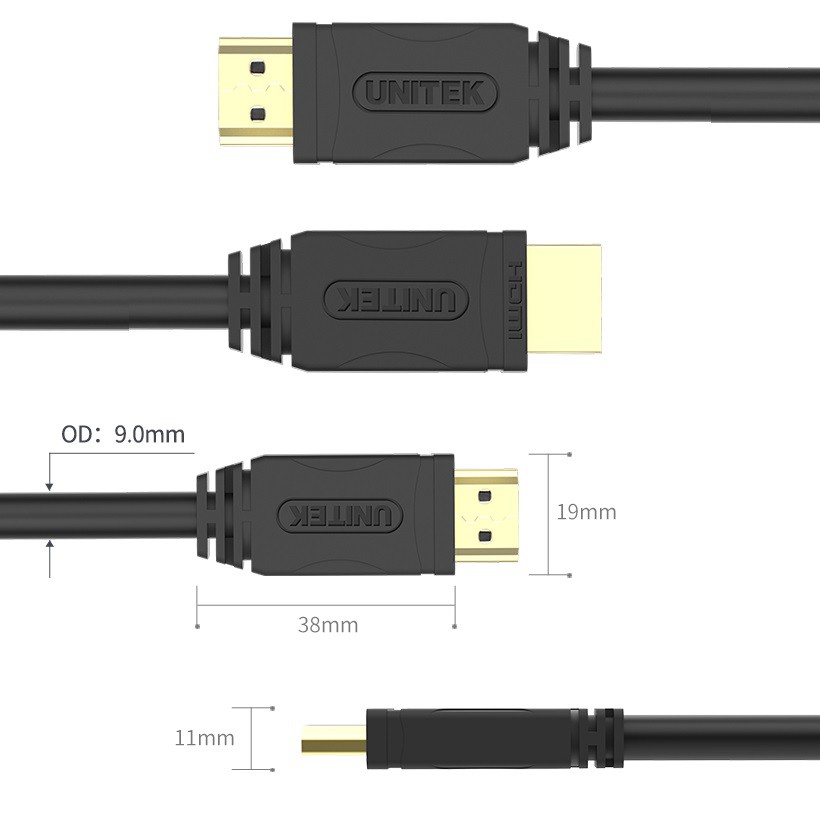 Cáp HDMI 10M UNITEK Full HD 4K Dài 10m - Truyền tải dữ liệu hình ảnh, âm thanh sắc nét, chân thực