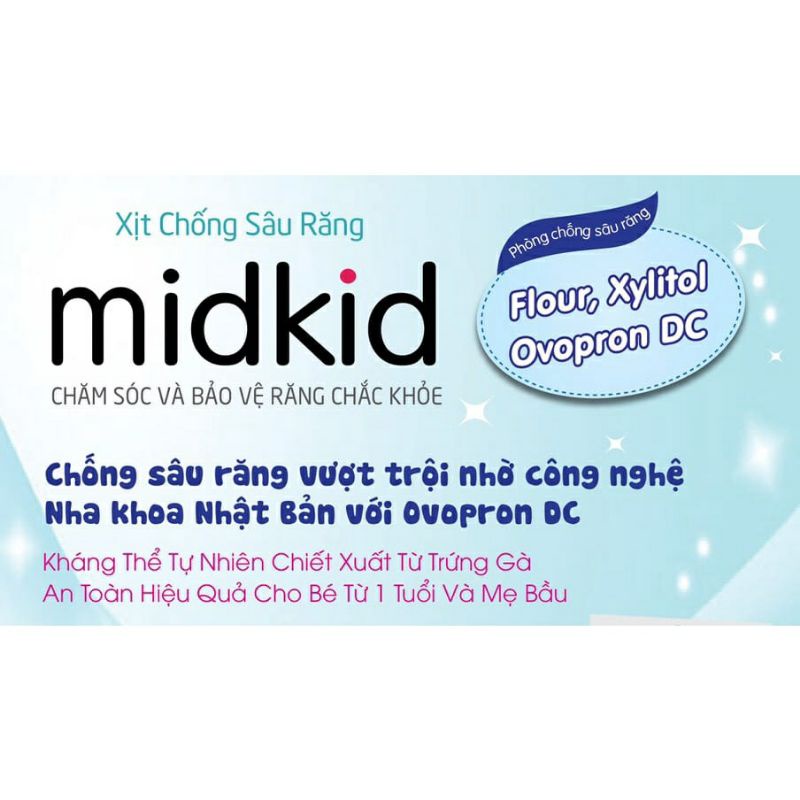 Xịt chống sâu răng Midkid ngừa sâu răng hôi miệng giảm ê buốt răng ố vàng viêm lợi trắng răng sún răng đen Lọ 30ml