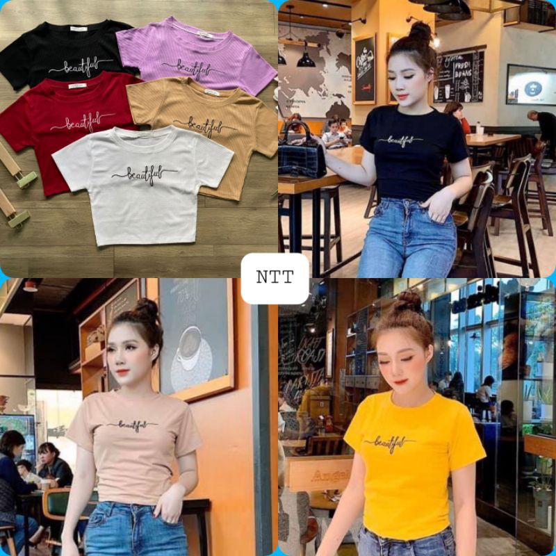 [Mã FAMAYWA giảm 10K đơn 50K] Áo Croptop thêu beautyful | BigBuy360 - bigbuy360.vn