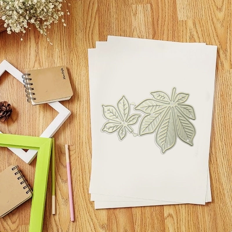 Khuôn Thẻ Kim Loại Cắt Giấy Trang Trí Sổ Lưu Niệm DIY Hình Chiếc Lá