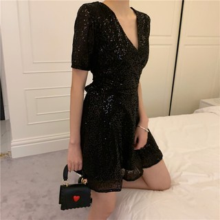 ORDER Đầm kim sa basic ( bạc và đen )