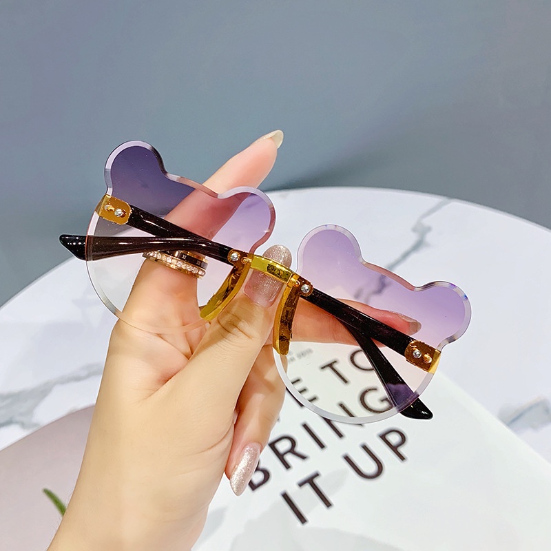 Kính mát gọng tròn màu trơn chống tia UV400 thời trang cho bé