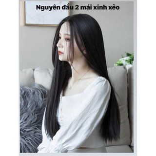 Tóc giả nguyên đầu duỗi thẳng 2 mái