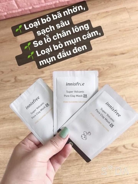(NEW) Sample Mặt nạ đất sét Innisfree Super Volcanic Pore Clay Mask 2X mẫu mới 2019 1ml | BigBuy360 - bigbuy360.vn