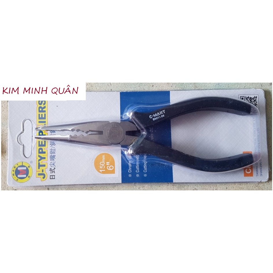 Kìm Nhọn Cán Màu Đen Cao Cấp 150mm/6&quot; Bấm Cos , Bấm Cốt B0011 C-Mart