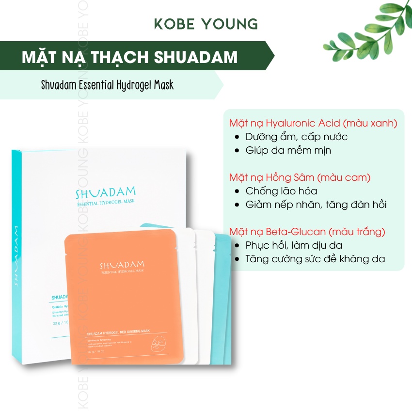Mặt Nạ Thạch Dưỡng Ẩm Trắng Da Chống Lão Hóa Shuadam Essential Hydrogel Mask Hôp 5 Miếng - KOBE YOUNG