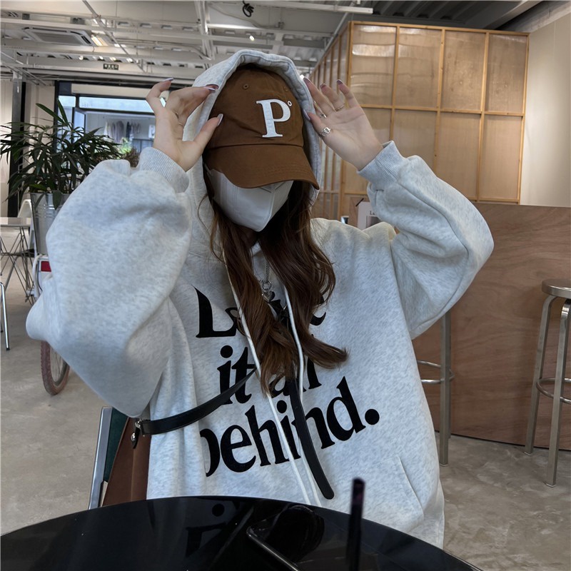 Áo hoodie nỉ bông ulzzang dáng rộng cho nữ