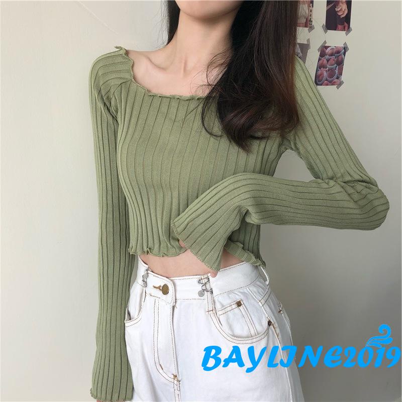 Áo Lửng Dệt Kim Tay Dài Màu Sắc Nhã Nhặn Thời Trang Dành Cho Nữ