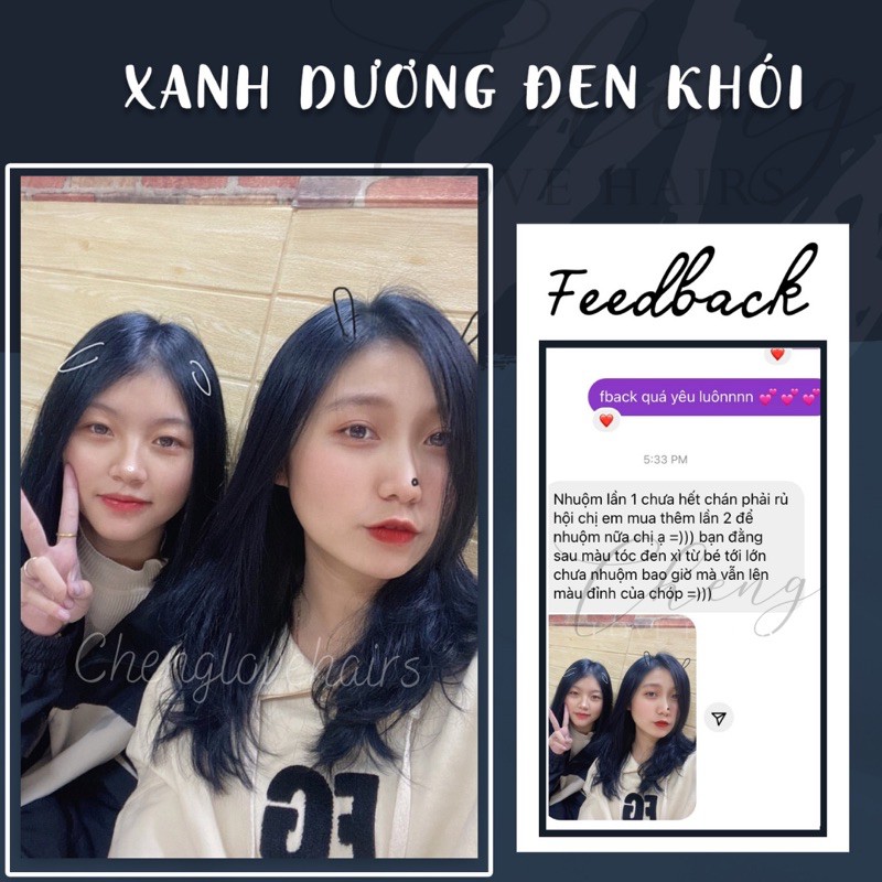 (KHÔNG TẨY) THUỐC NHUỘM TÓC XANH DƯƠNG ĐEN ÁNH KHÓI | BigBuy360 - bigbuy360.vn