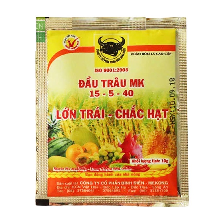Đầu trâu MK NPK 15-5-40 10gram Phân bón lá đầu trâu giúp lớn trái chắc hạt