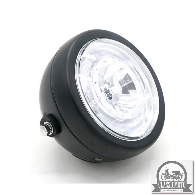 ĐÈN PHA XE MÁY ĐỘ CLASSIC - Đèn pha led viền xanh độ Cafe Racer Tracker CG125 SU GN125 Win