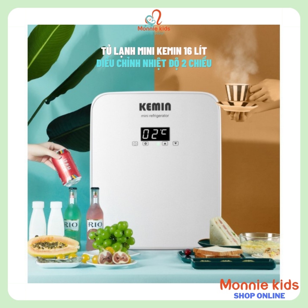 Tủ lạnh mini Kemin K16 đựng mỹ phẩm 16 lít, tủ lạnh nhỏ 2 chiều giá rẻ - Monnie Kids