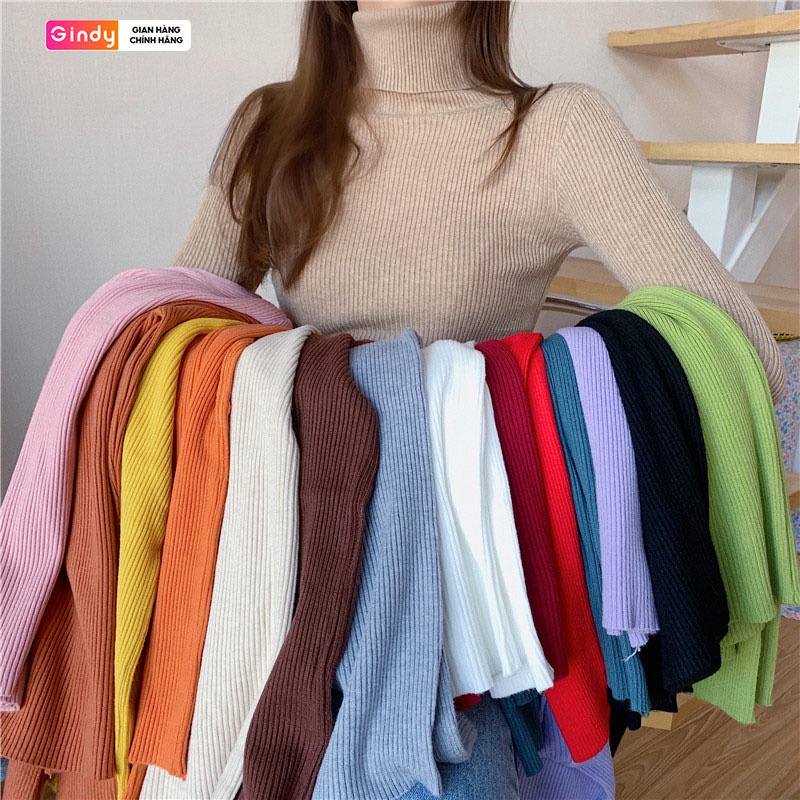 Áo len cổ lọ nữ GINDY trơn dáng ôm dài tay co giãn thời trang thu đông A1104