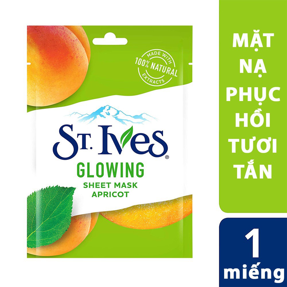 Mặt nạ phục hồi tươi tắn St. Ives glowing sheet mask apricot - 1 miếng