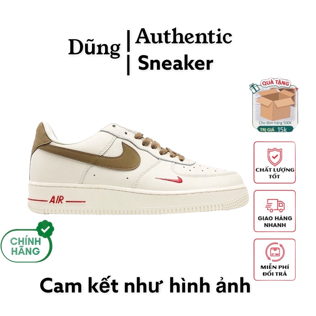 Giày thể thao af1_nike white brown, giày air force 1 nâu trắng nam nữ full box bill