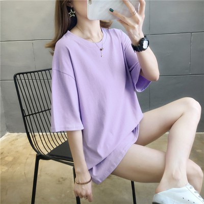 Summer candy color solid color Women Clothes short-sleeved women's T-shirt top | BigBuy360 - bigbuy360.vn