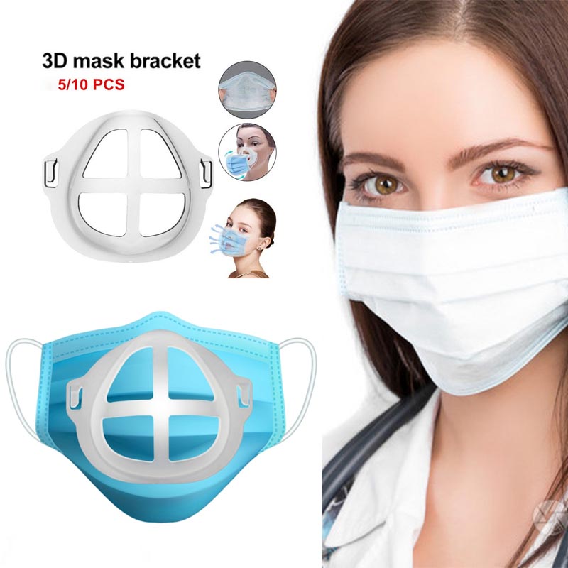 (Hàng Mới Về) Bộ 10 Khung Đỡ Khẩu Trang 3d Thoáng Khí Có Thể Giặt Và Tái Sử Dụng